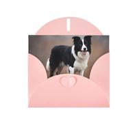 YYHWHJDE Pink Greeting Card Border Collie Pattern for Christmas, Children's Birthday, Valentine's Day, and Party Invitation