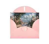 YYHWHJDE Pink Greeting Card Bubbles on the path Pattern Perfect for Valentine's Day, Wedding Anniversary & Party Invitations