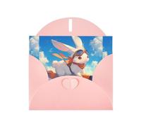 YYHWHJDE Pink Greeting Card Bunny flying a plane Pattern for Festive Birthday Party Invitation