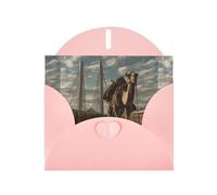 YYHWHJDE Pink Greeting Card Camel on the bridge Pattern Perfect for Valentine's Day, Wedding Anniversary & Party Invitations