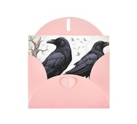 YYHWHJDE Pink Greeting Card Cartoon black Ravens Prints for Christmas, Children's Birthday, Valentine's Day, and Party Invitation
