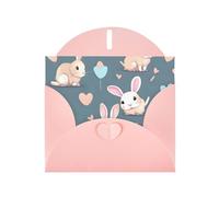 YYHWHJDE Pink Greeting Card Cartoon cute bunny Prints for Christmas, Children's Birthday, Valentine's Day, and Party Invitation
