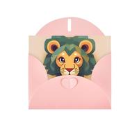 YYHWHJDE Pink Greeting Card Cartoon lion Prints for Christmas, Children's Birthday, Valentine's Day, and Party Invitation