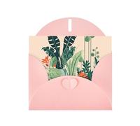 YYHWHJDE Pink Greeting Card Cartoon small green plant Prints for Christmas, Children's Birthday, Valentine's Day, and Party Invitation