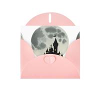 YYHWHJDE Pink Greeting Card Castle Before The Moon Picture for Festive Birthday Party Invitation