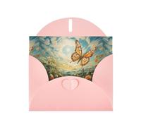 YYHWHJDE Pink Greeting Card Chasing Butterflies In Summer Pattern Perfect for Valentine's Day, Wedding Anniversary & Party Invitations