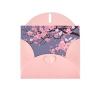 YYHWHJDE Pink Greeting Card Cherry Blossoms Tree Pattern for Christmas, Children's Birthday, Valentine's Day, and Party Invitation