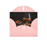YYHWHJDE Pink Greeting Card cigar and whiskey Prints for Christmas, Children's Birthday, Valentine's Day, and Party Invitation