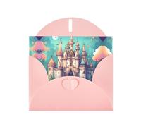 YYHWHJDE Pink Greeting Card Classical castle Pattern for Festive Birthday Party Invitation