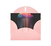 YYHWHJDE Pink Greeting Card Colorful rainbow rain Pattern for Christmas, Children's Birthday, Valentine's Day, and Party Invitation