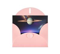 YYHWHJDE Pink Greeting Card Cosmic Saturn Prints for Christmas, Children's Birthday, Valentine's Day, and Party Invitation