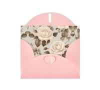 YYHWHJDE Pink Greeting Card Cream Shabby Rose Flower Pattern for Festive Birthday Party Invitation