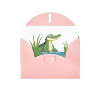 YYHWHJDE Pink Greeting Card Crocodile lurking in the reeds Pattern for Festive Birthday Party Invitation