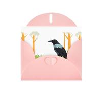 YYHWHJDE Pink Greeting Card Crow In The Forest Pattern Perfect for Valentine's Day, Wedding Anniversary & Party Invitations