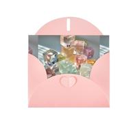 YYHWHJDE Pink Greeting Card Crystal Clear Sugar Cubes Pattern Perfect for Valentine's Day, Wedding Anniversary & Party Invitations