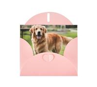 YYHWHJDE Pink Greeting Card cute golden retriever Pattern for Festive Birthday Party Invitation