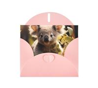 YYHWHJDE Pink Greeting Card Cute Koala Plant Prints for Christmas, Children's Birthday, Valentine's Day, and Party Invitation