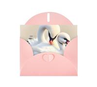 YYHWHJDE Pink Greeting Card Cute little swan Prints for Christmas, Children's Birthday, Valentine's Day, and Party Invitation