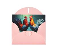 YYHWHJDE Pink Greeting Card Cute Rooster Chickens Pattern for Festive Birthday Party Invitation