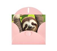 YYHWHJDE Pink Greeting Card Cute Sloth Prints for Christmas, Children's Birthday, Valentine's Day, and Party Invitation