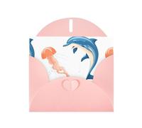 YYHWHJDE Pink Greeting Card Dolphin and jellyfish encounter Pattern for Festive Birthday Party Invitation