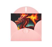 YYHWHJDE Pink Greeting Card Dragon King in Fire Prints for Christmas, Children's Birthday, Valentine's Day, and Party Invitation