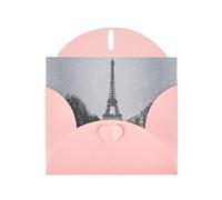 YYHWHJDE Pink Greeting Card Eiffel Tower On A Snowy Day Pattern Perfect for Valentine's Day, Wedding Anniversary & Party Invitations