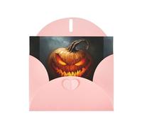 YYHWHJDE Pink Greeting Card Evil Devil Pumpkin Pattern Perfect for Valentine's Day, Wedding Anniversary & Party Invitations