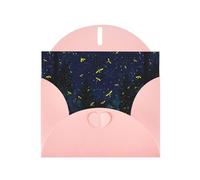 YYHWHJDE Pink Greeting Card Fireflies On The Stars Pattern Perfect for Valentine's Day, Wedding Anniversary & Party Invitations