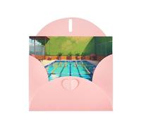 YYHWHJDE Pink Greeting Card Flamingo and swimming pool Prints for Christmas, Children's Birthday, Valentine's Day, and Party Invitation
