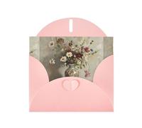 YYHWHJDE Pink Greeting Card Flowers In Ceramic Bottles Pattern Perfect for Valentine's Day, Wedding Anniversary & Party Invitations