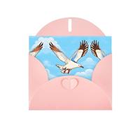 YYHWHJDE Pink Greeting Card Flying Seagulls Prints for Christmas, Children's Birthday, Valentine's Day, and Party Invitation