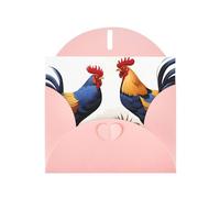 YYHWHJDE Pink Greeting Card French Roosters Prints for Christmas, Children's Birthday, Valentine's Day, and Party Invitation