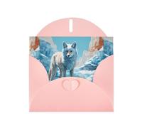YYHWHJDE Pink Greeting Card Glacier Blue Fox Track Pattern for Christmas, Children's Birthday, Valentine's Day, and Party Invitation