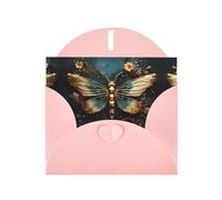 YYHWHJDE Pink Greeting Card Gold color delicate Dragonfly flower Pattern for Christmas, Children's Birthday, Valentine's Day, and Party Invitation