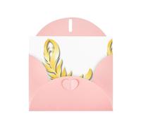 YYHWHJDE Pink Greeting Card Golden Phoenix Feather Pattern for Festive Birthday Party Invitation