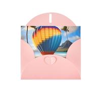 YYHWHJDE Pink Greeting Card Hawaii Hot Air Balloon Prints for Christmas, Children's Birthday, Valentine's Day, and Party Invitation