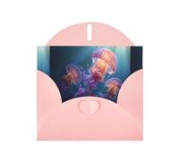 YYHWHJDE Pink Greeting Card Jellyfish in the ocean Pattern for Christmas, Children's Birthday, Valentine's Day, and Party Invitation