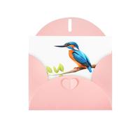 YYHWHJDE Pink Greeting Card Kingfisher on the branch Pattern for Festive Birthday Party Invitation