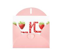 YYHWHJDE Pink Greeting Card Letters printed with strawberries Pattern for Christmas, Children's Birthday, Valentine's Day, and Party Invitation
