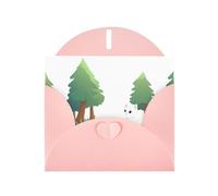 YYHWHJDE Pink Greeting Card Little Cat In The Forest Pattern Perfect for Valentine's Day, Wedding Anniversary & Party Invitations