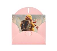 YYHWHJDE Pink Greeting Card Little duck playing the organ Pattern for Christmas, Children's Birthday, Valentine's Day, and Party Invitation