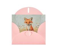 YYHWHJDE Pink Greeting Card Little fox in the field Pattern for Christmas, Children's Birthday, Valentine's Day, and Party Invitation