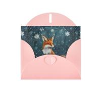 YYHWHJDE Pink Greeting Card Little fox under the snow Pattern for Christmas, Children's Birthday, Valentine's Day, and Party Invitation