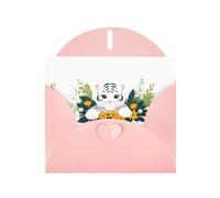 YYHWHJDE Pink Greeting Card Little white tiger in the bouquet Pattern for Christmas, Children's Birthday, Valentine's Day, and Party Invitation