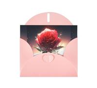 YYHWHJDE Pink Greeting Card Lonely Rose on the Planet Pattern for Festive Birthday Party Invitation