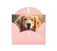 YYHWHJDE Pink Greeting Card Lovely Golden Retriever Dog Pattern for Christmas, Children's Birthday, Valentine's Day, and Party Invitation