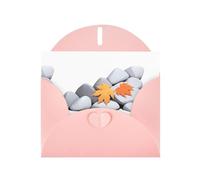 YYHWHJDE Pink Greeting Card Maple Leaves Under The Rocks Picture for Festive Birthday Party Invitation