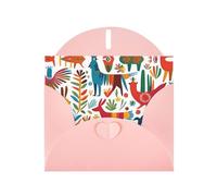 YYHWHJDE Pink Greeting Card Mexican Otomi Animals Pattern for Festive Birthday Party Invitation