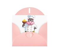 YYHWHJDE Pink Greeting Card Mighty Hippo Chef Pattern for Christmas, Children's Birthday, Valentine's Day, and Party Invitation